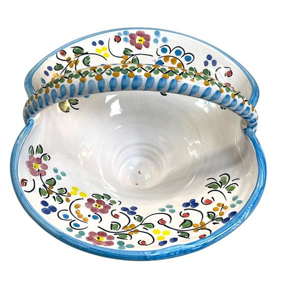 Handmade Spanish Pottery Floral Basket – Ceramica Artistica Cruz - Picture 6 of 10